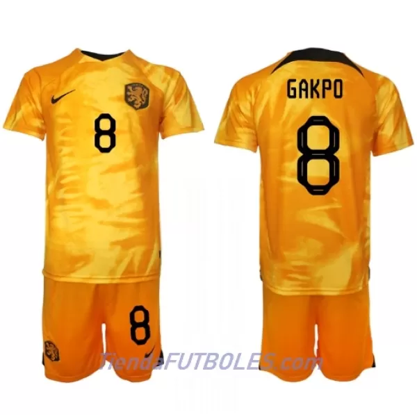 Conjunto Países Bajos Cody Gakpo 8 Niño Primera Mundial 2022