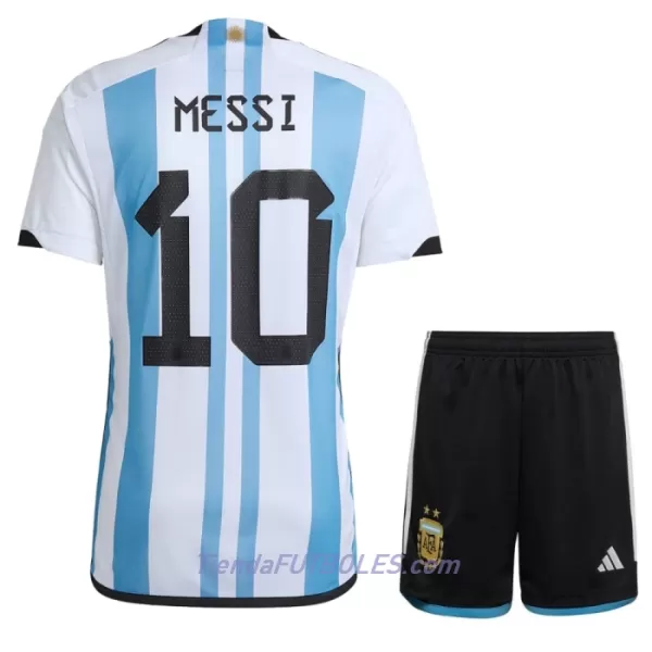 Conjunto Argentina 3 Star MESSI 10 Niño Primera Mundial 2022