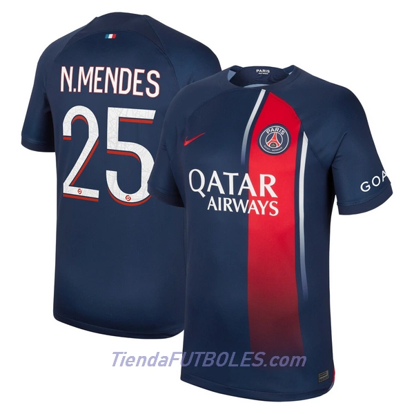 Camiseta Paris Saint-Germain N.Mendes 25 Hombre Primera 23/24