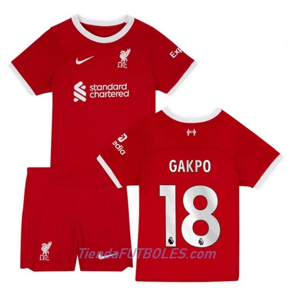 Conjunto Liverpool Gakpo 18 Niño Primera 23/24
