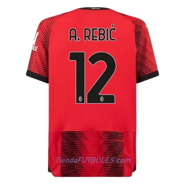 Camiseta AC Milan A. Rebic 12 Hombre Primera 23/24