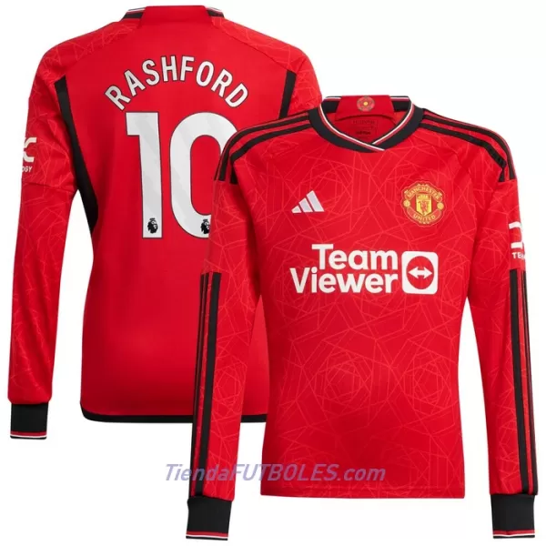 Camiseta Manga Larga Manchester United Rashford 10 Hombre Primera 23/24