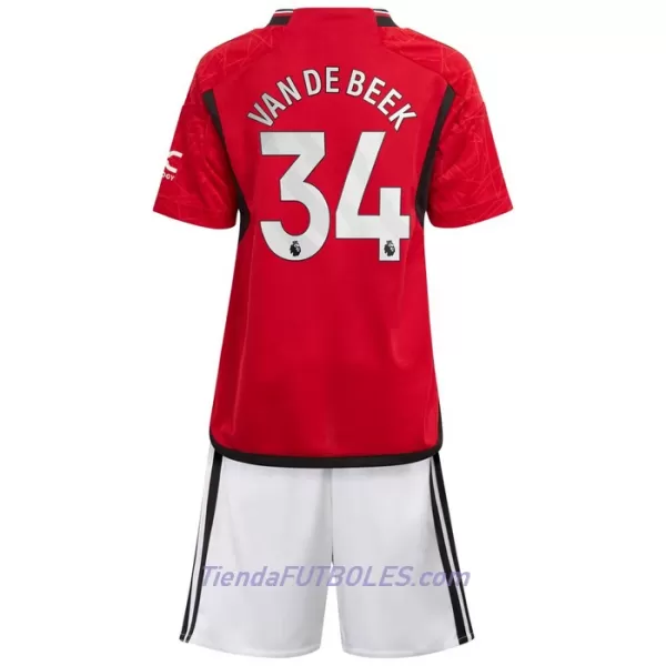 Conjunto Manchester United Van De Beek 34 Niño Primera 23/24