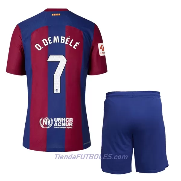 Conjunto FC Barcelona O. Dembele 7 Niño Primera 23/24