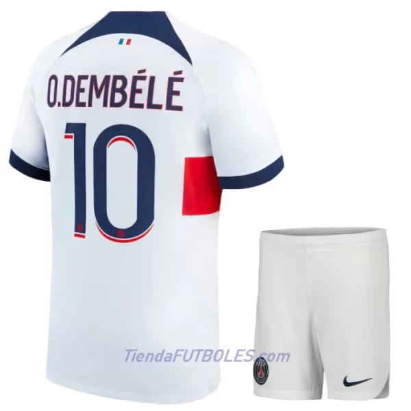 Conjunto Paris Saint-Germain Dembele 10 Niño Segunda 23/24