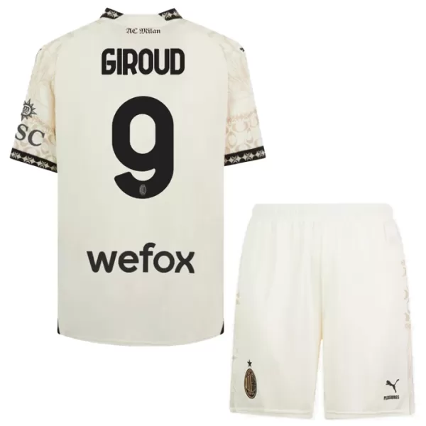 Conjunto AC Milan Olivier Giroud 9 Cuarta Niño 23/24 Blanca