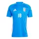 Camiseta Italia Nicolo Barella 18 Hombre Primera Euro 2024