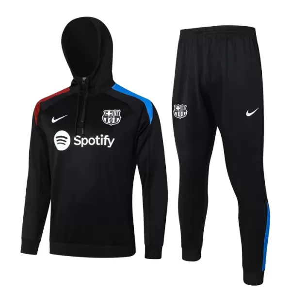 Barcelona Hoodie Sudadera De Entrenamiento Niño Cremallera Cuarto 24/25 Negra