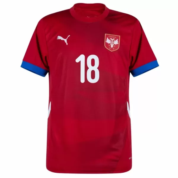 Camiseta Serbia Vlahovic 18 Hombre Primera Euro 2024