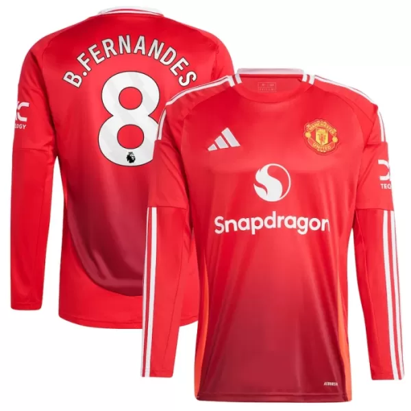 Camiseta Manga Larga Manchester United Bruno Fernandes 8 Hombre Primera 24/25