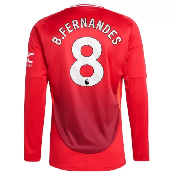 Camiseta Manga Larga Manchester United Bruno Fernandes 8 Hombre Primera 24/25