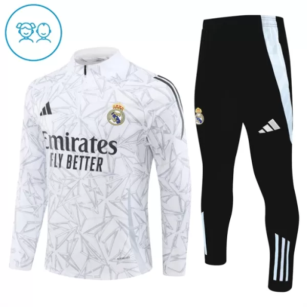 Real Madrid Sudadera De Entrenamiento Niño Cremallera Cuarto 24/25 Blanca