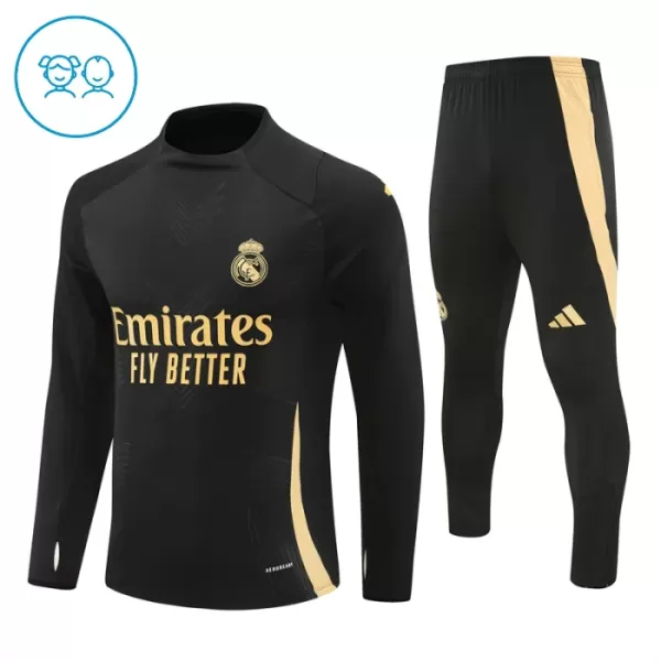 Real Madrid Sudadera De Entrenamiento Niño Cremallera Cuarto 24/25 Negra