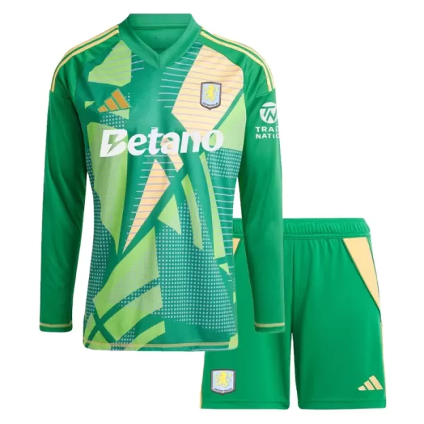 Conjunto Portero Aston Villa Niño 24/25 Verde Manga Larga